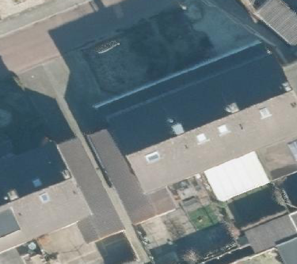 True ortho Luchtfoto op daksegment ingezoomd