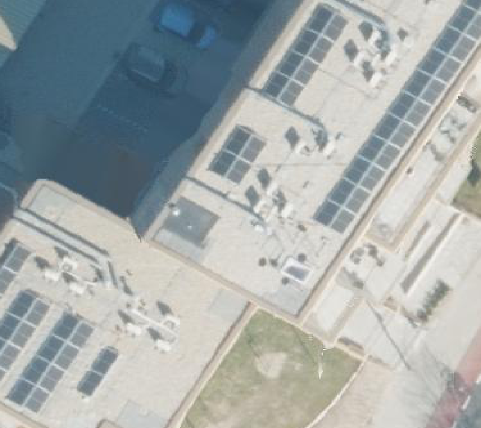 True ortho Luchtfoto op daksegment ingezoomd