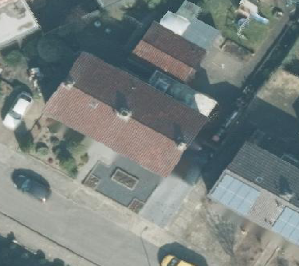 True ortho Luchtfoto op daksegment ingezoomd