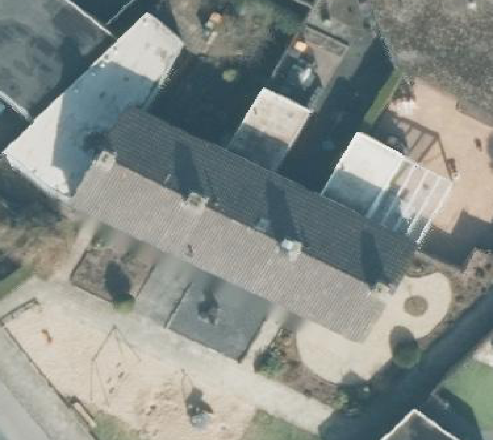 True ortho Luchtfoto op daksegment ingezoomd