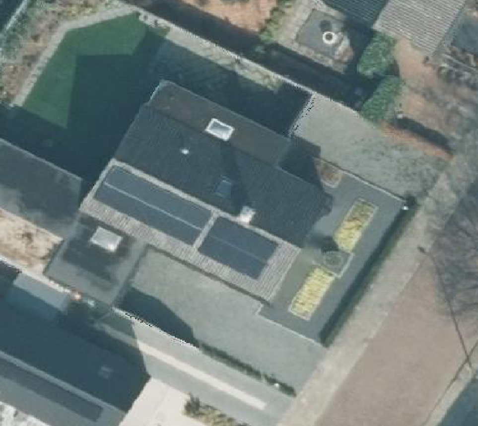 True ortho Luchtfoto op daksegment ingezoomd