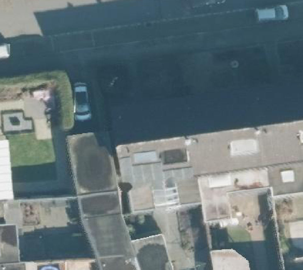 True ortho Luchtfoto op daksegment ingezoomd