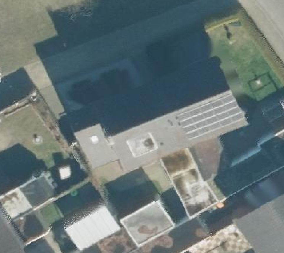 True ortho luchtfoto van Overdinkel met zicht op woning