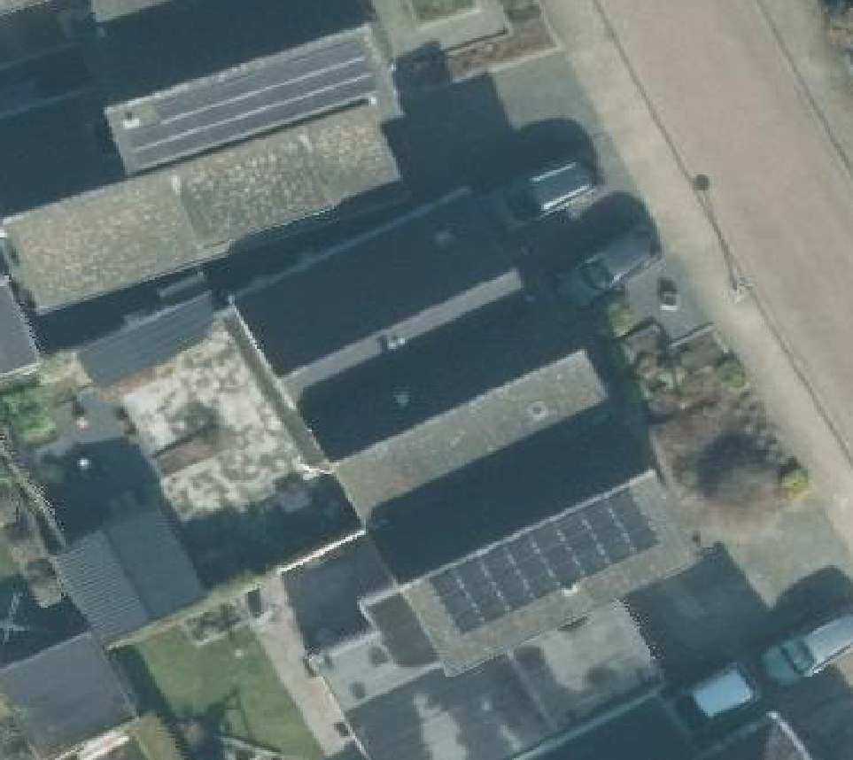 True ortho Luchtfoto op daksegment ingezoomd