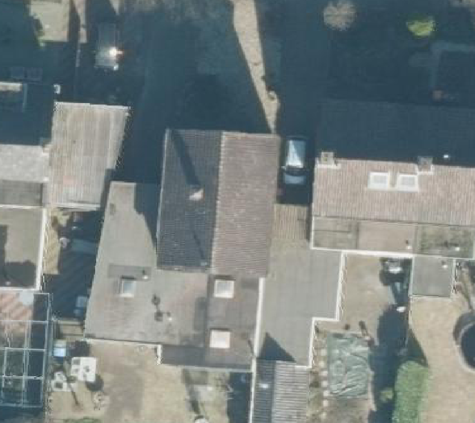 True ortho Luchtfoto op daksegment ingezoomd