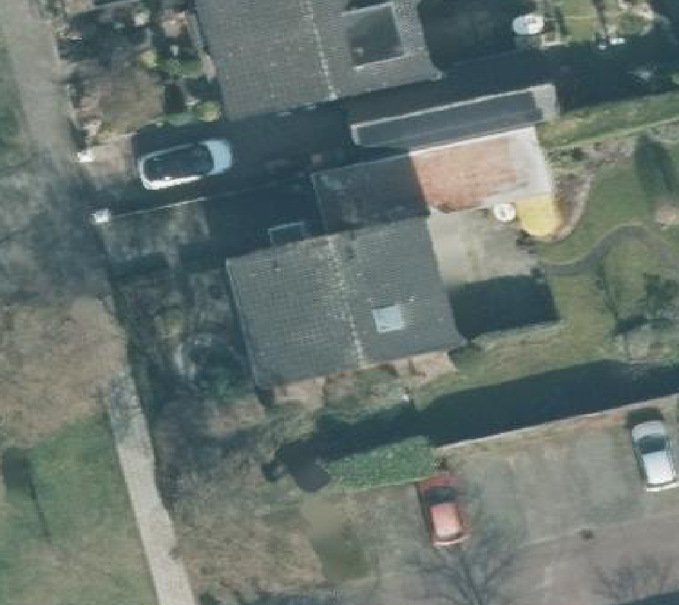 True ortho Luchtfoto op daksegment ingezoomd