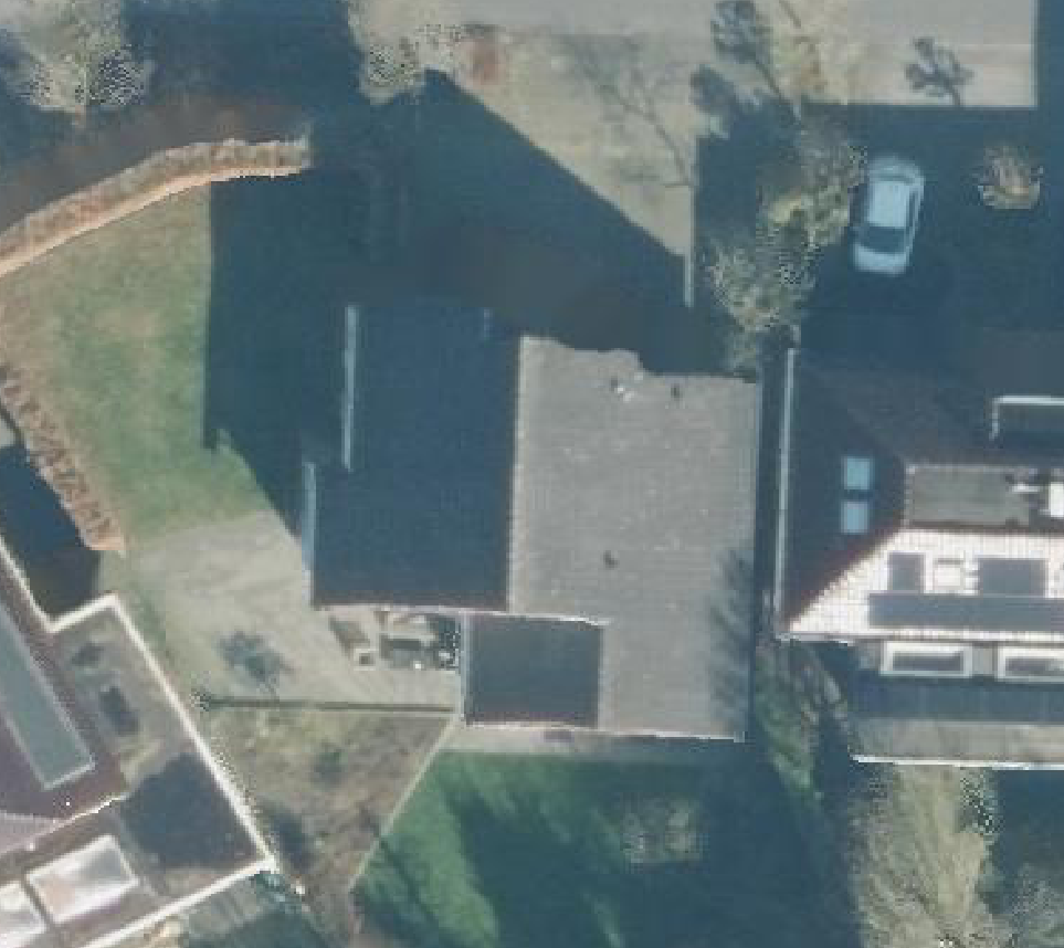 True ortho Luchtfoto op daksegment ingezoomd