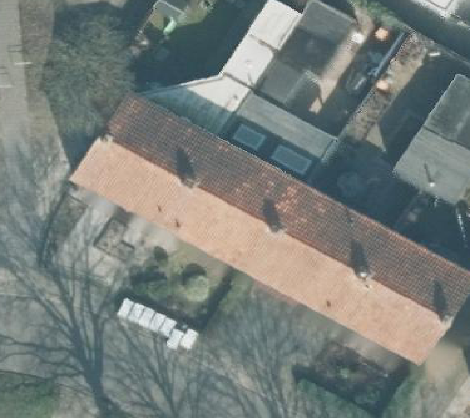 True ortho Luchtfoto op daksegment ingezoomd
