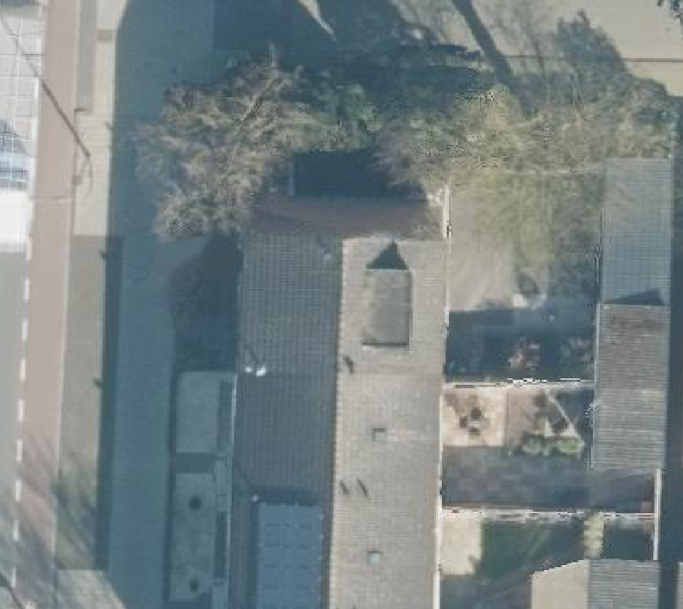 True ortho Luchtfoto op daksegment ingezoomd