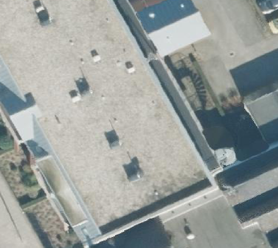 True ortho Luchtfoto op daksegment ingezoomd