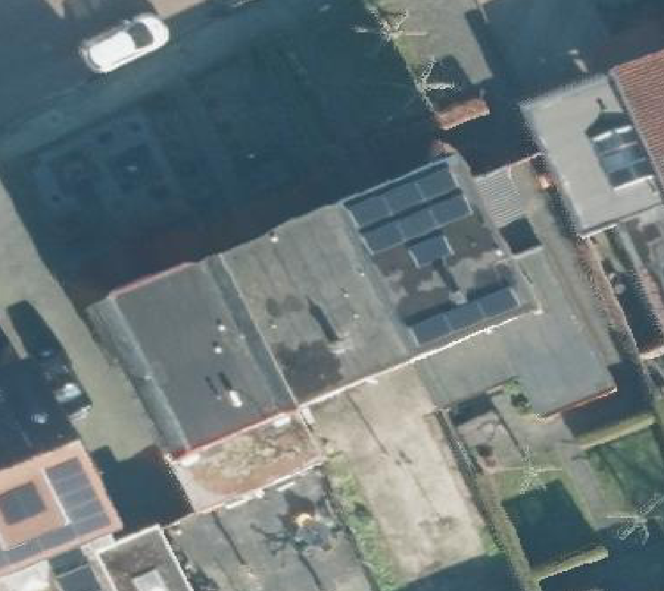 True ortho Luchtfoto op daksegment ingezoomd