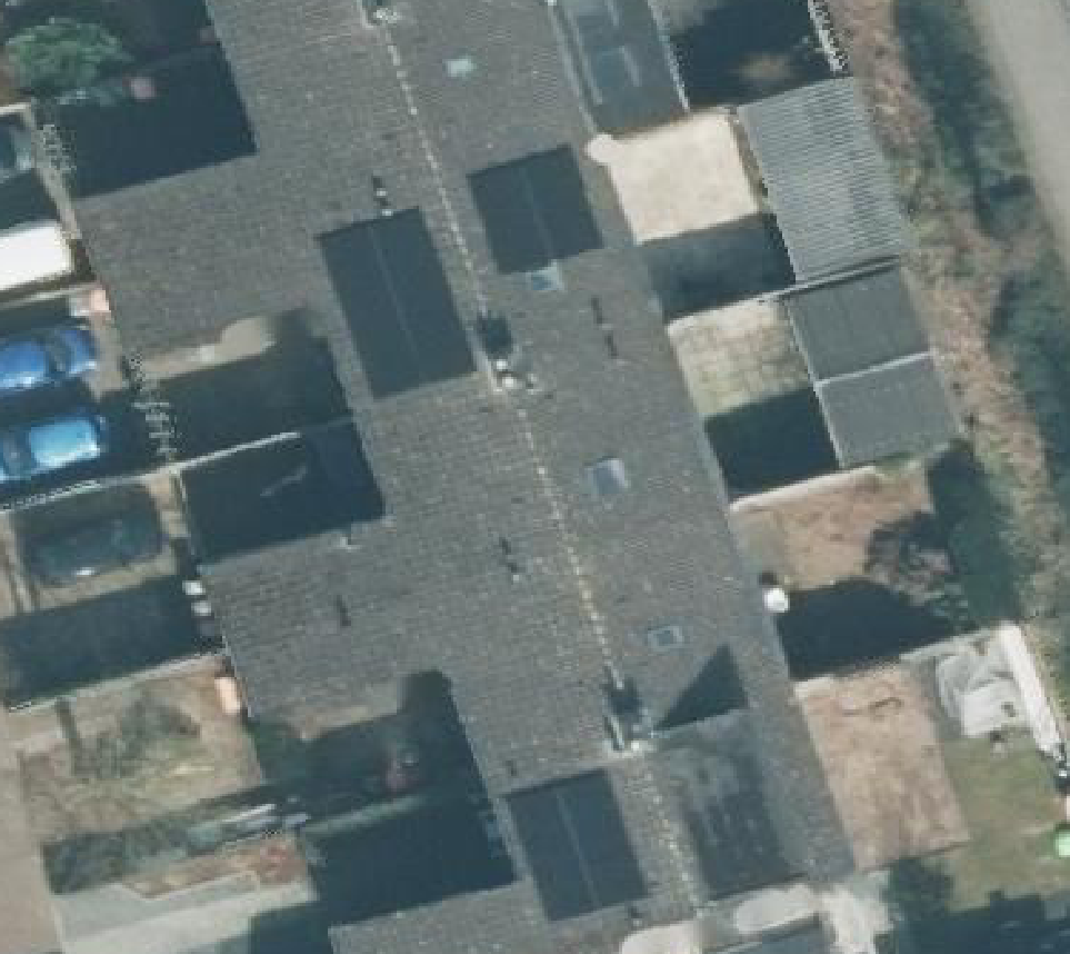 True ortho Luchtfoto op daksegment ingezoomd