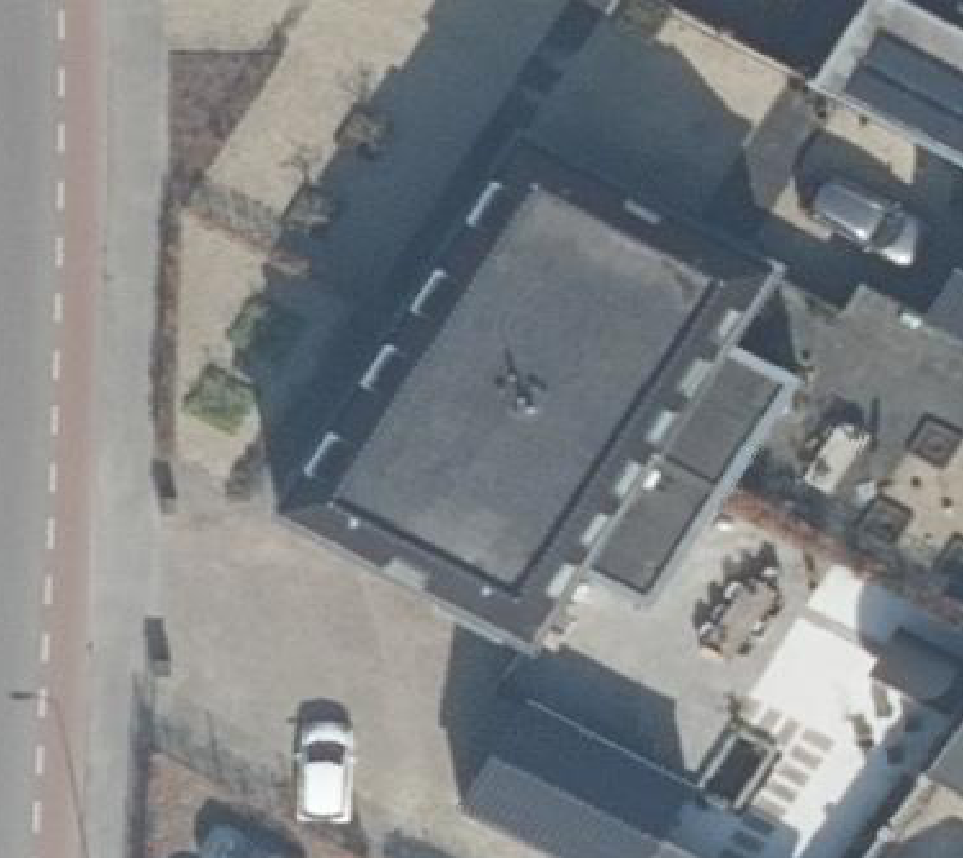 True ortho Luchtfoto op daksegment ingezoomd