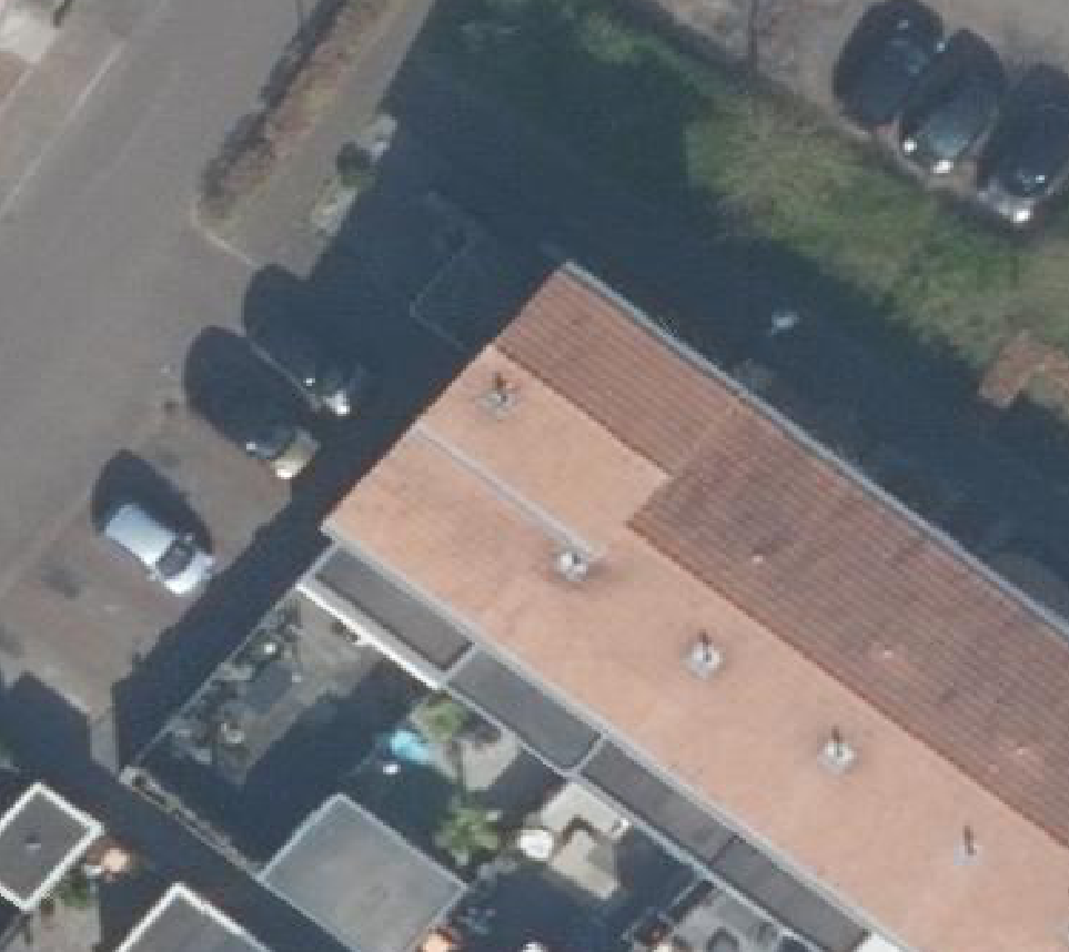 True ortho Luchtfoto op daksegment ingezoomd