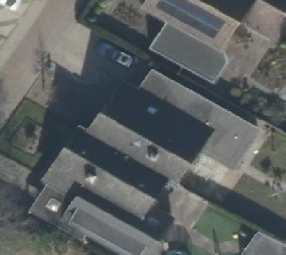 True ortho Luchtfoto op daksegment ingezoomd