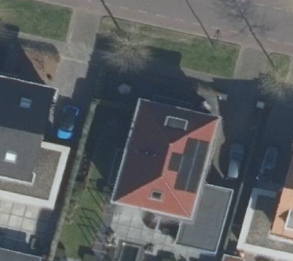 True ortho Luchtfoto op daksegment ingezoomd