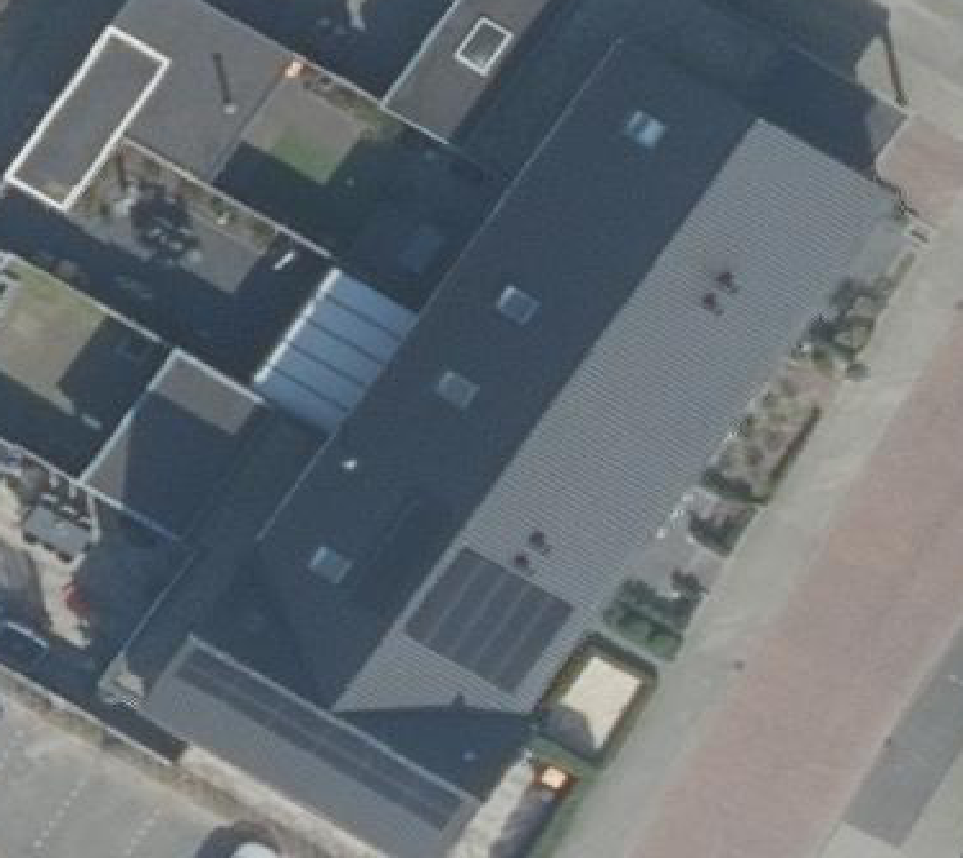 True ortho Luchtfoto op daksegment ingezoomd