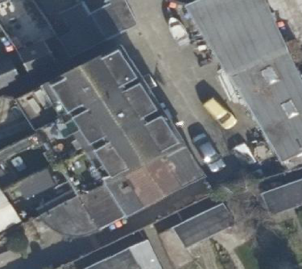 True ortho Luchtfoto op daksegment ingezoomd