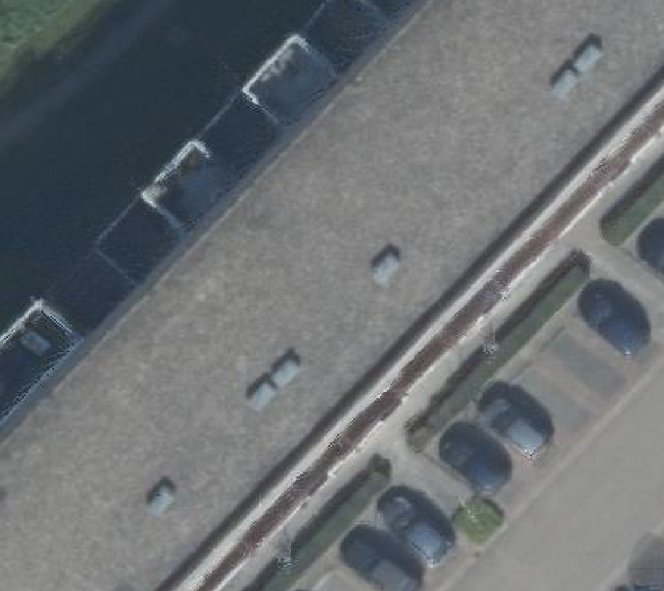 True ortho Luchtfoto op daksegment ingezoomd