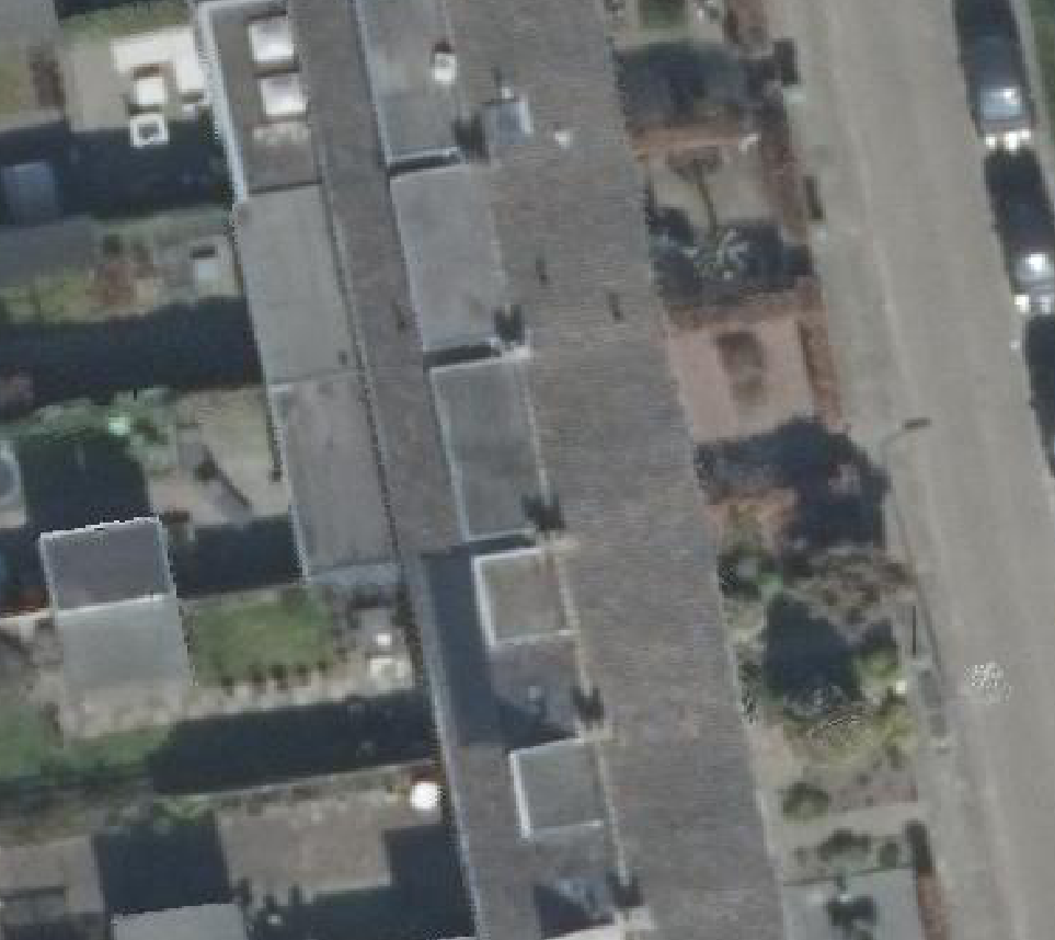 True ortho Luchtfoto op daksegment ingezoomd