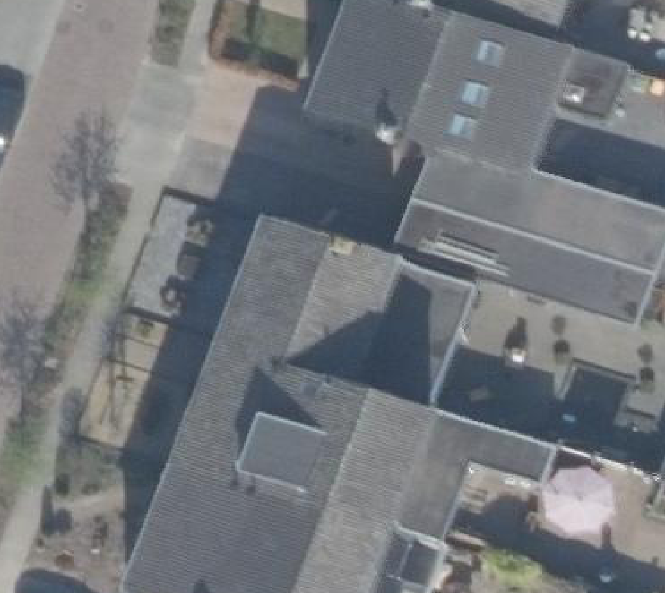 True ortho Luchtfoto op daksegment ingezoomd