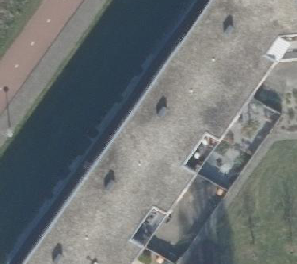 True ortho Luchtfoto op daksegment ingezoomd