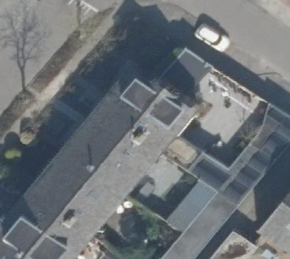 True ortho Luchtfoto op daksegment ingezoomd