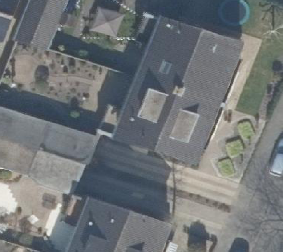 True ortho Luchtfoto op daksegment ingezoomd