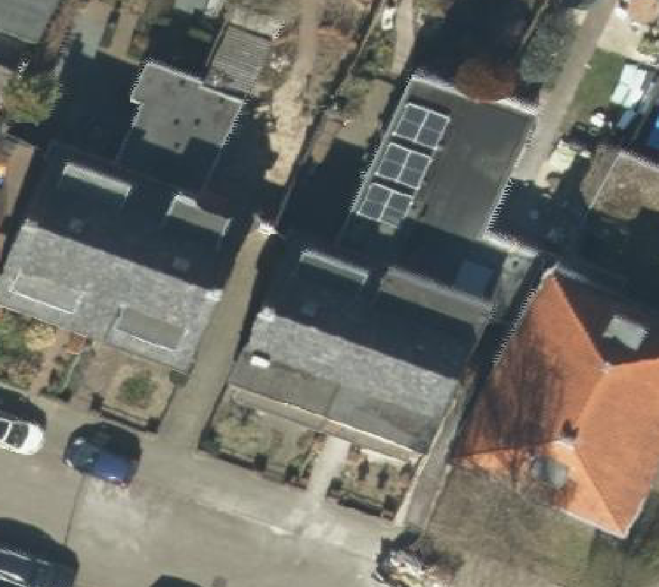True ortho Luchtfoto op daksegment ingezoomd
