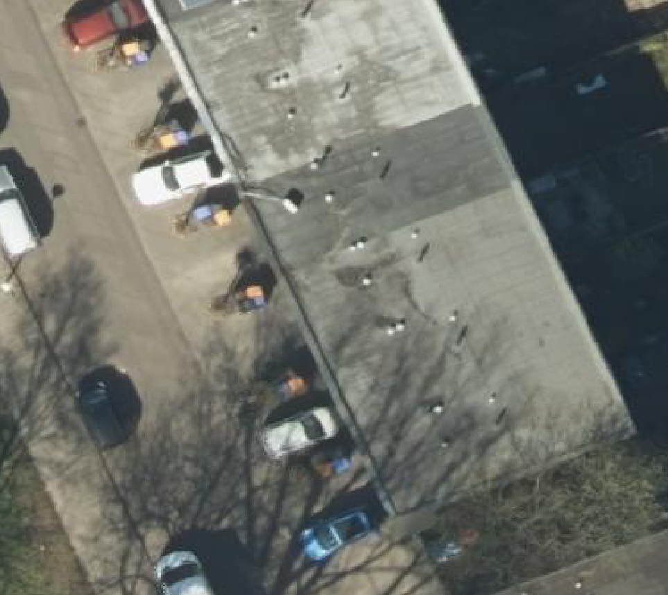 True ortho Luchtfoto op daksegment ingezoomd