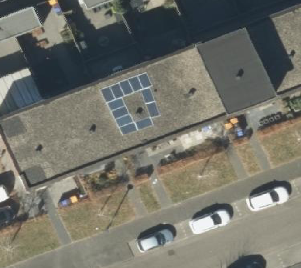 True ortho Luchtfoto op daksegment ingezoomd