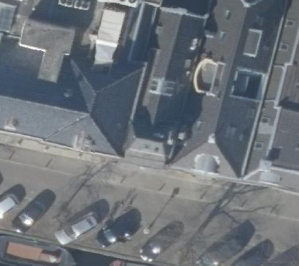 True ortho Luchtfoto op daksegment ingezoomd