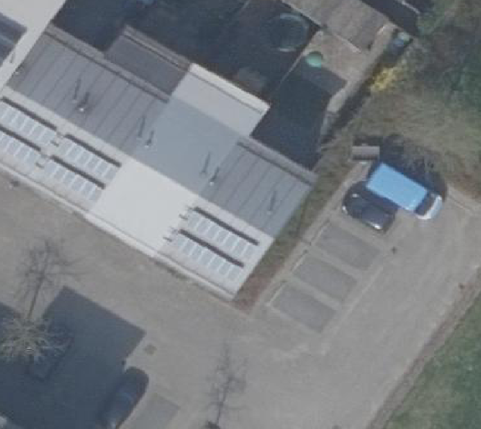 True ortho Luchtfoto op daksegment ingezoomd