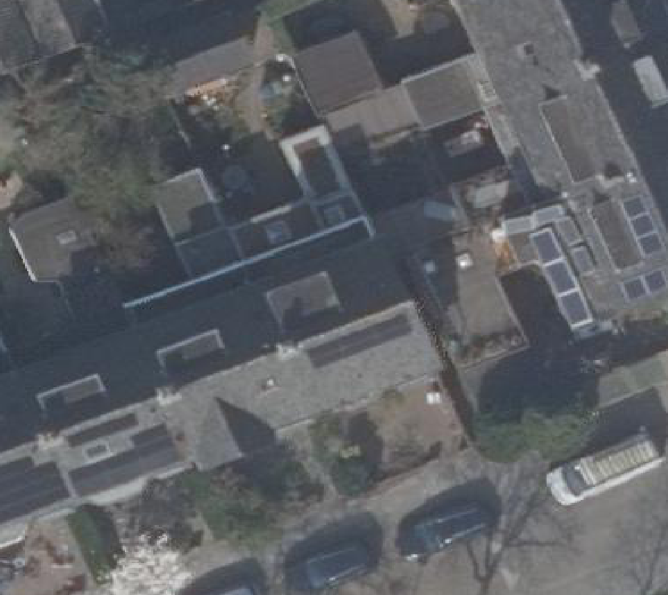 True ortho Luchtfoto op daksegment ingezoomd