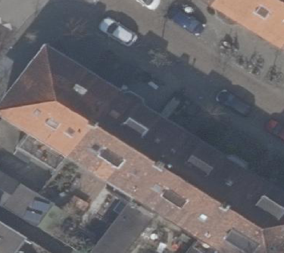 True ortho Luchtfoto op daksegment ingezoomd