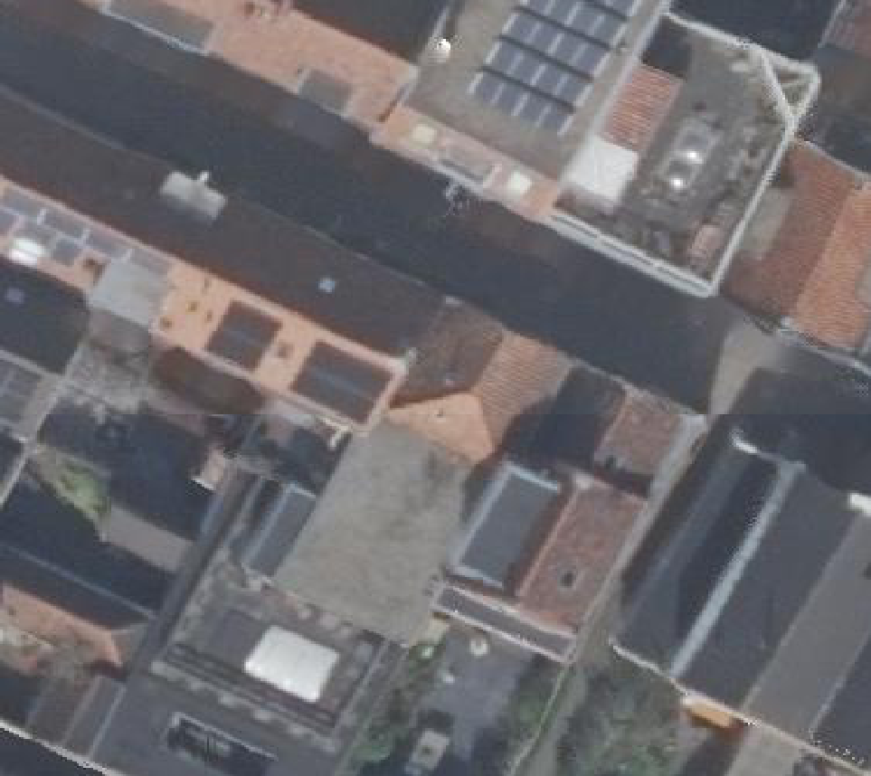 True ortho Luchtfoto op daksegment ingezoomd