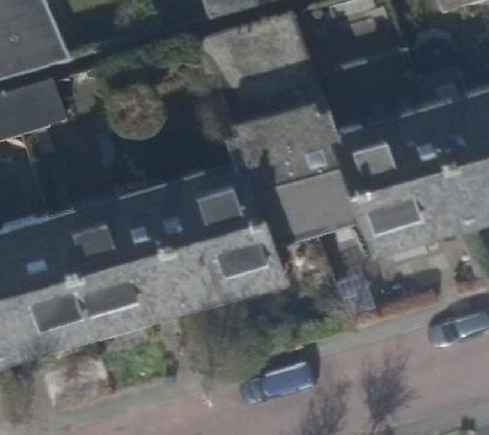 True ortho Luchtfoto op daksegment ingezoomd