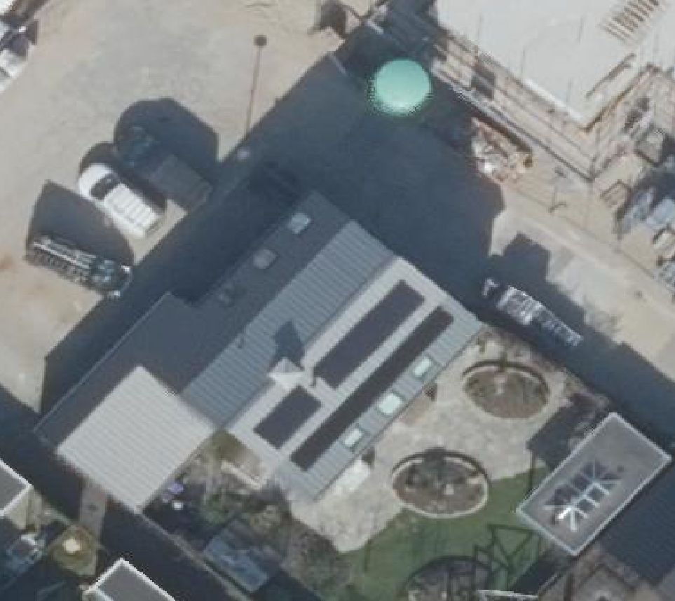 True ortho Luchtfoto op daksegment ingezoomd