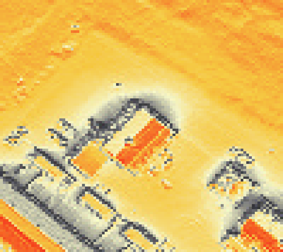 PV-irradiatie op daksegment met intensiteitsverdeling van zonlicht