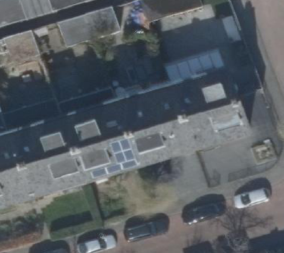 True ortho Luchtfoto op daksegment ingezoomd