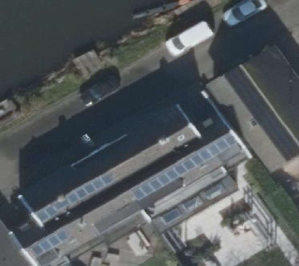 True ortho Luchtfoto op daksegment ingezoomd