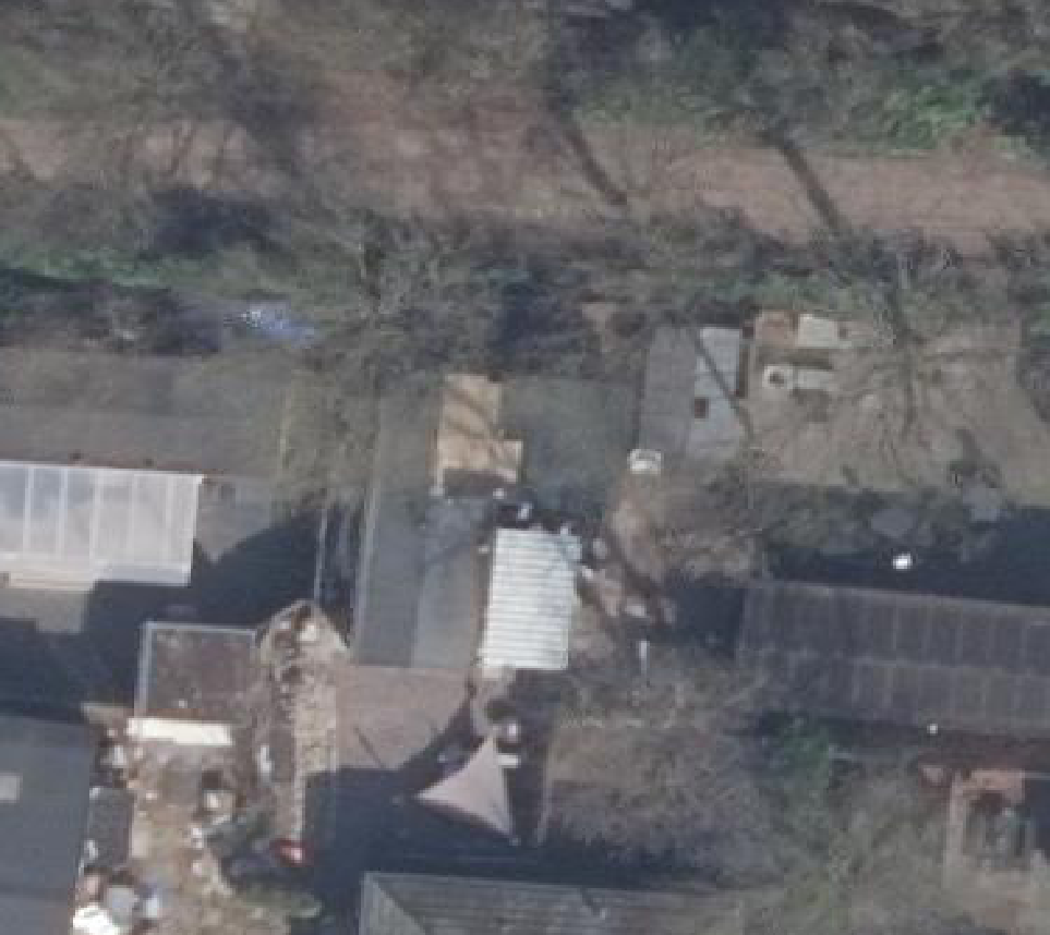 True ortho Luchtfoto op daksegment ingezoomd