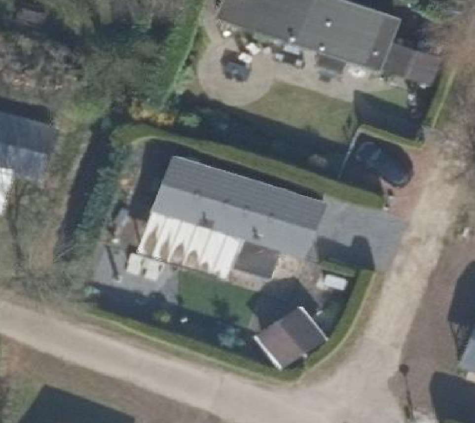 True ortho Luchtfoto op daksegment ingezoomd