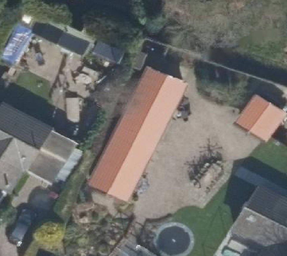 True ortho Luchtfoto op daksegment ingezoomd