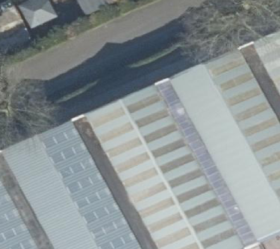 True ortho Luchtfoto op daksegment ingezoomd