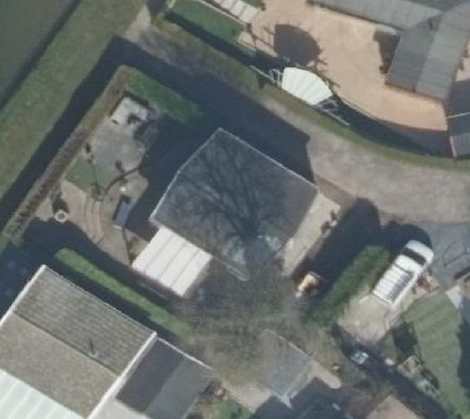 True ortho Luchtfoto op daksegment ingezoomd