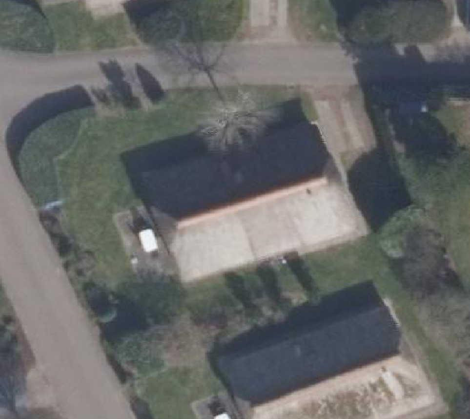 True ortho Luchtfoto op daksegment ingezoomd