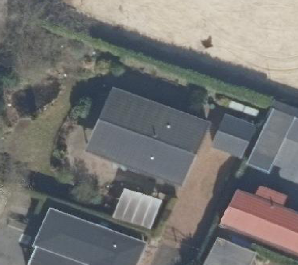True ortho Luchtfoto op daksegment ingezoomd