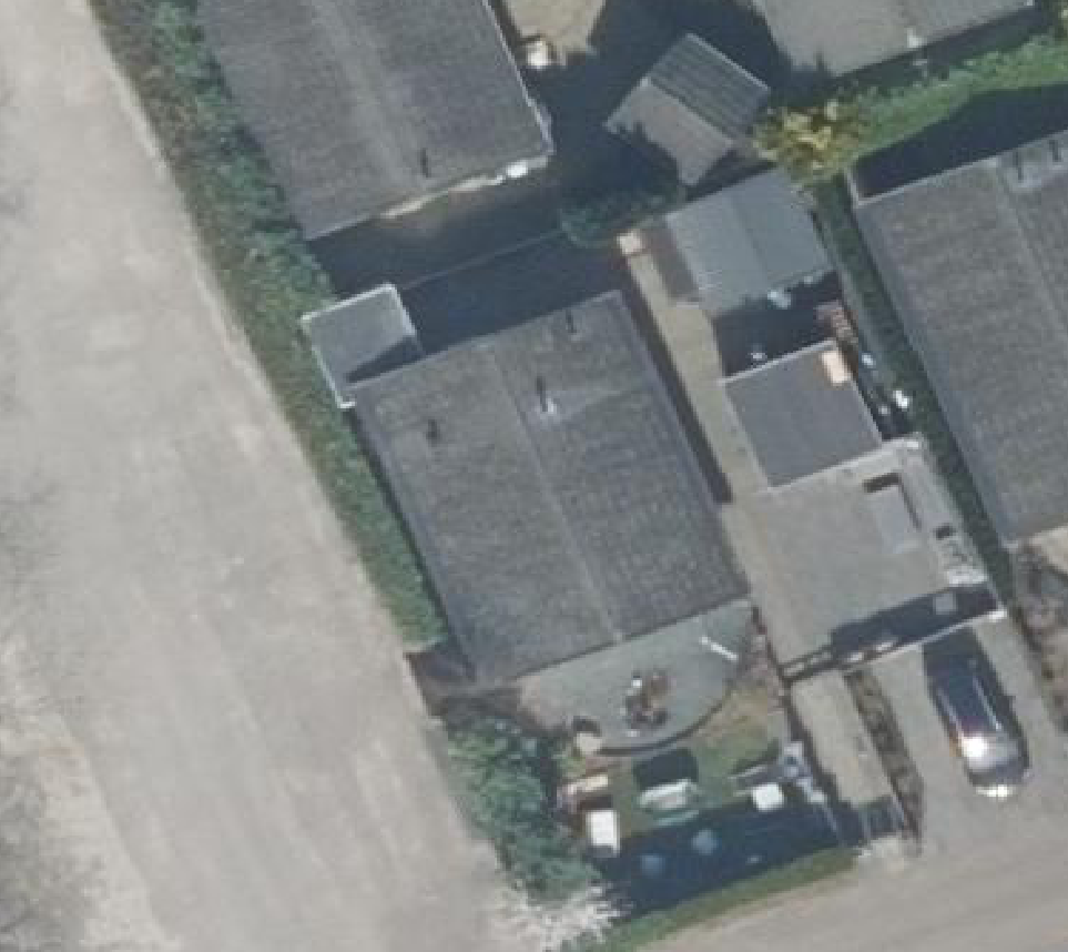 True ortho Luchtfoto op daksegment ingezoomd