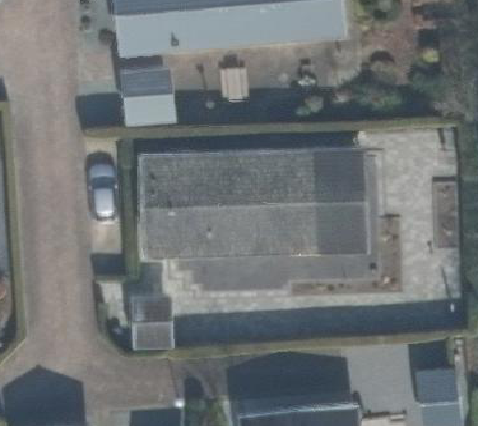 True ortho Luchtfoto op daksegment ingezoomd